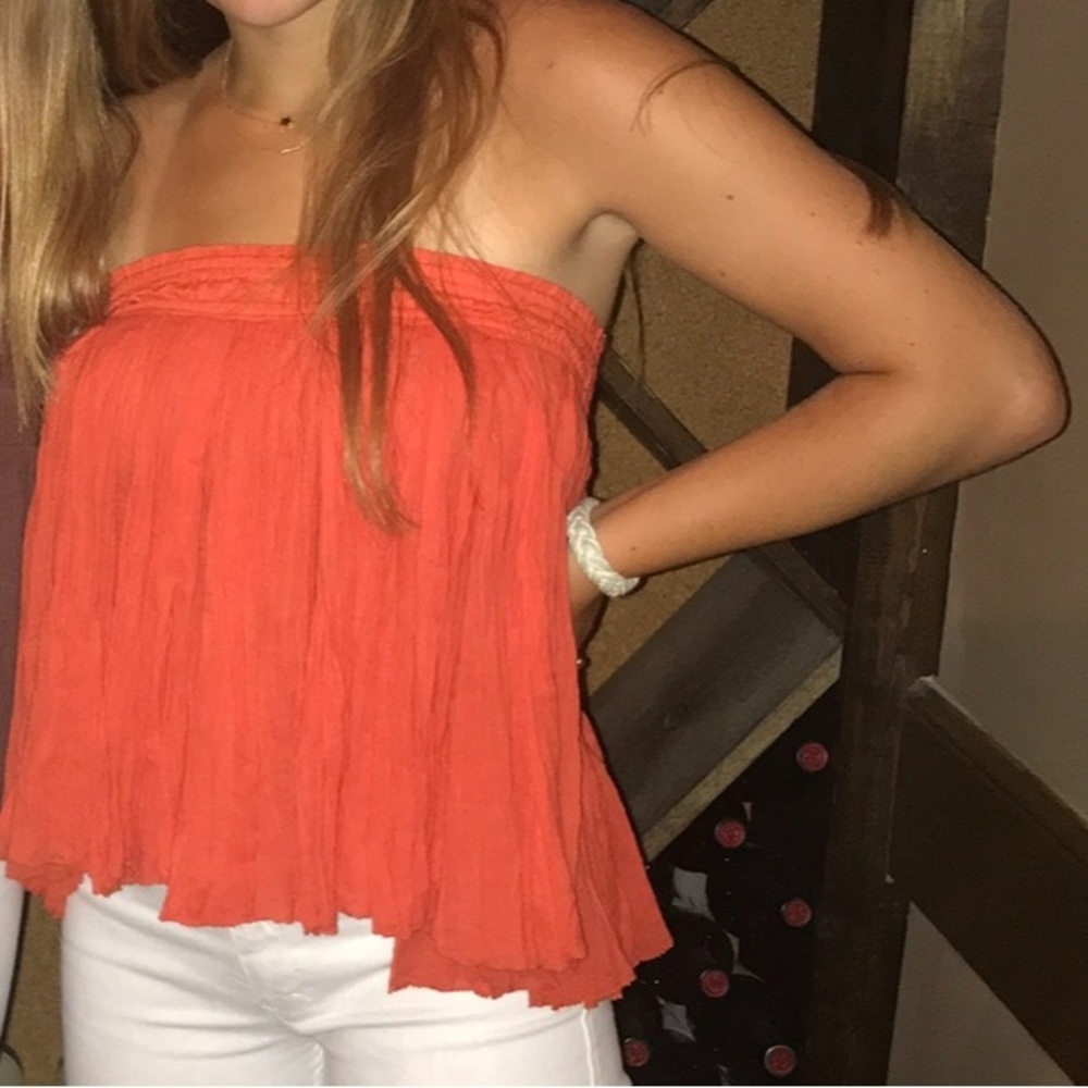 Free People Strapless Top in Orange